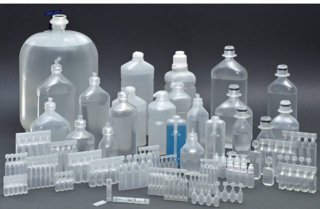 Complete BFS pharmaceutical packaging system with various container sizes